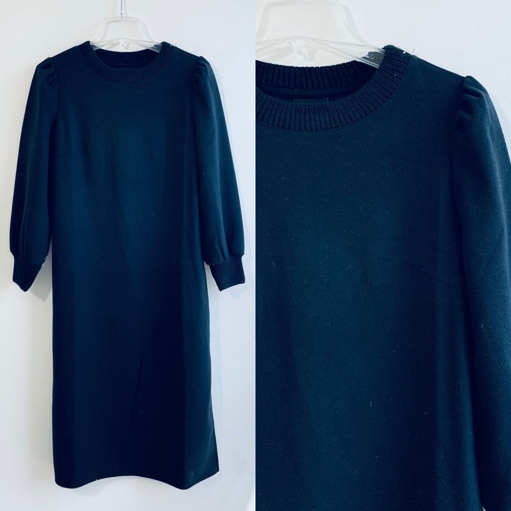 Who What Wear Women's Dress Small Black Long Sleeve Slit Knit Midi Shift New
